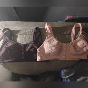 36 C Elegant Women's Embroidered Bra Set - Pink and Purple